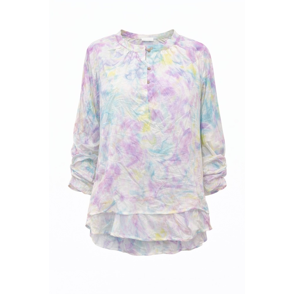 Adyson Parker Blouse Womens 1X Boho Watercolor Pastel Rayon Flowy‎ Top